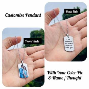 Customised Steel Pendant with Photo & Name