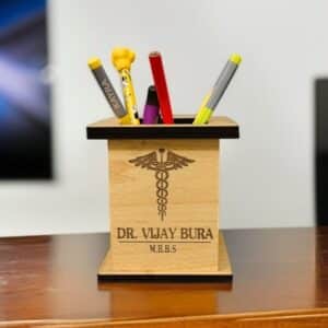 customised doctor pen stand with name engraving