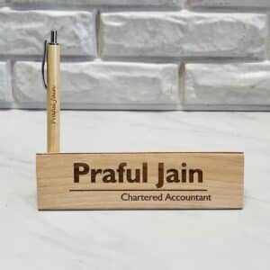 customised wooden pen stand with name